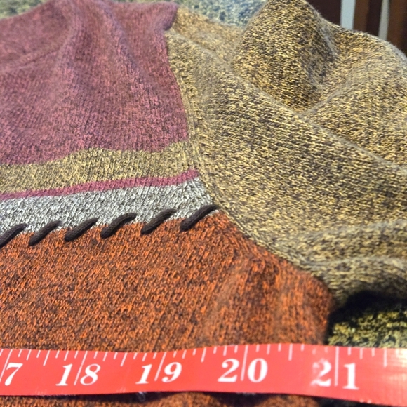 First Issue Women’s XL Pullover Sweater Metallic Colorblock Rust Plum Taupe - Picture 5 of 13